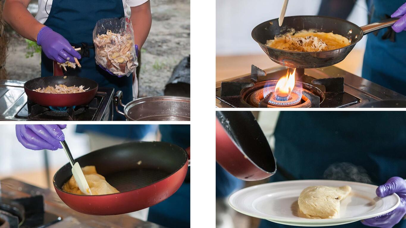 綜合菇歐姆蛋烹飪過程