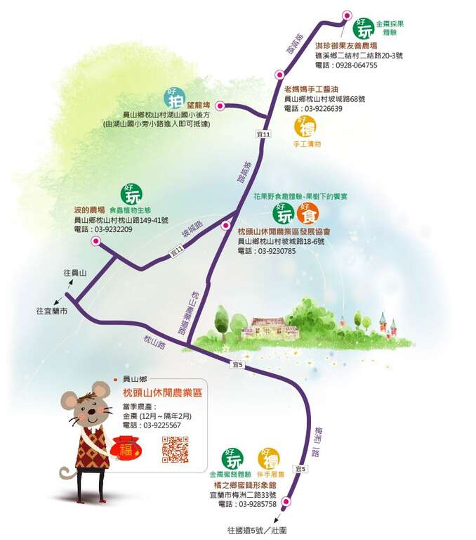 宜蘭 享受花果野食自在遊區域圖