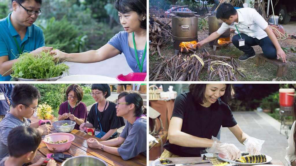 參與活動的大家圍繞在不同的DIY料理區域