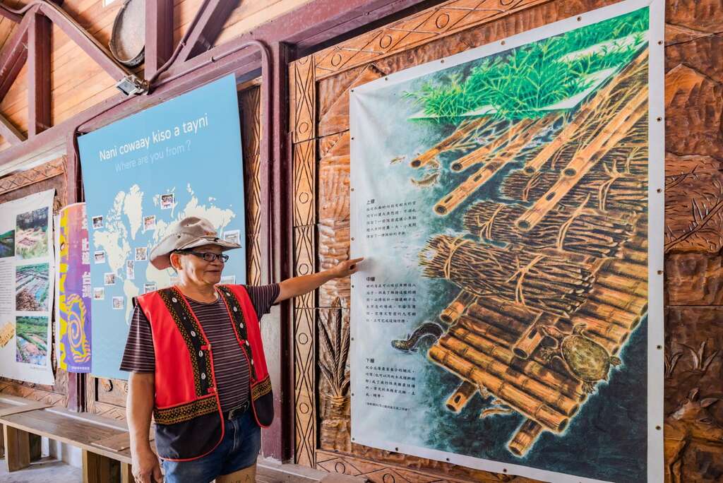 拉藍老師仔細解說巴拉告捕魚法(圖片來源:千享國際)