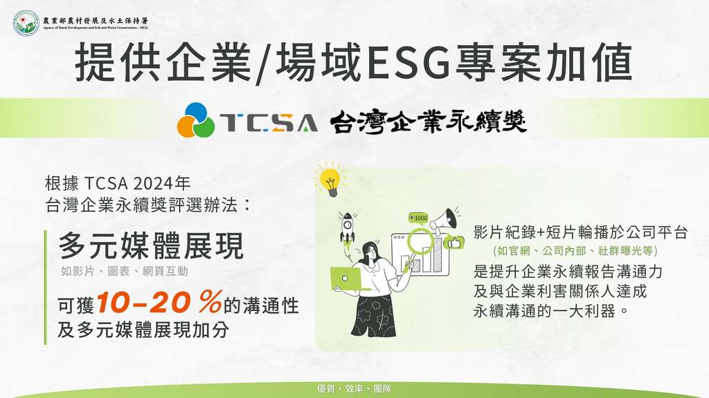 永續農遊企業媒合實踐推廣_提供企業場域ESG專案加値