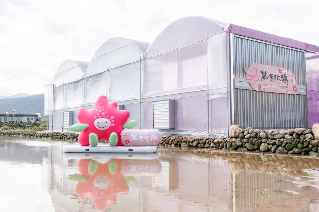 新北市輔導花農打造融合美學的智能環控溫室，提供更具工作效率、美感與舒適的生產環境，杜鵑色系粉紅色與白色為主的溫室外觀，也塑造出令人過目不忘的品牌地標_取自新北市政府新聞稿