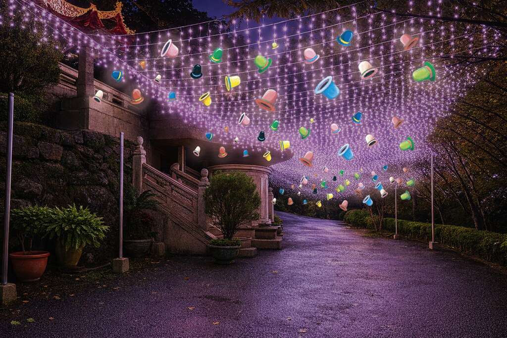 「2026花見櫻花季」首度聯名幾米繪本《閉上眼睛一下下》打造多座互動場景，營造夢幻動人的夜櫻氛圍(圖為模擬示意圖)_取自新北市新聞稿