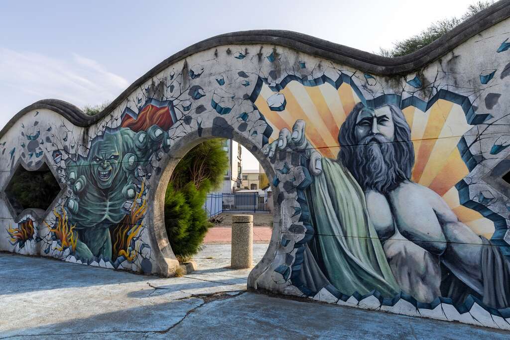 在彩繪村隨處可見立體逼真的彩繪圖像