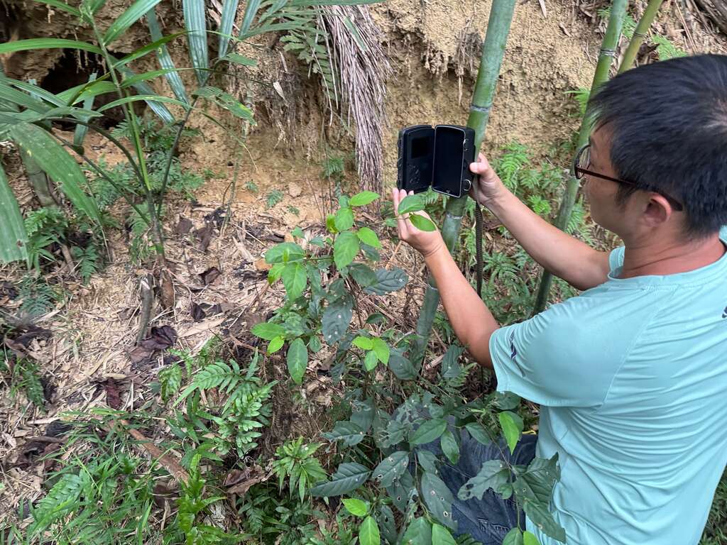 農遊業者於場域內架設紅外線照相機進行監測工作，收集生態資訊