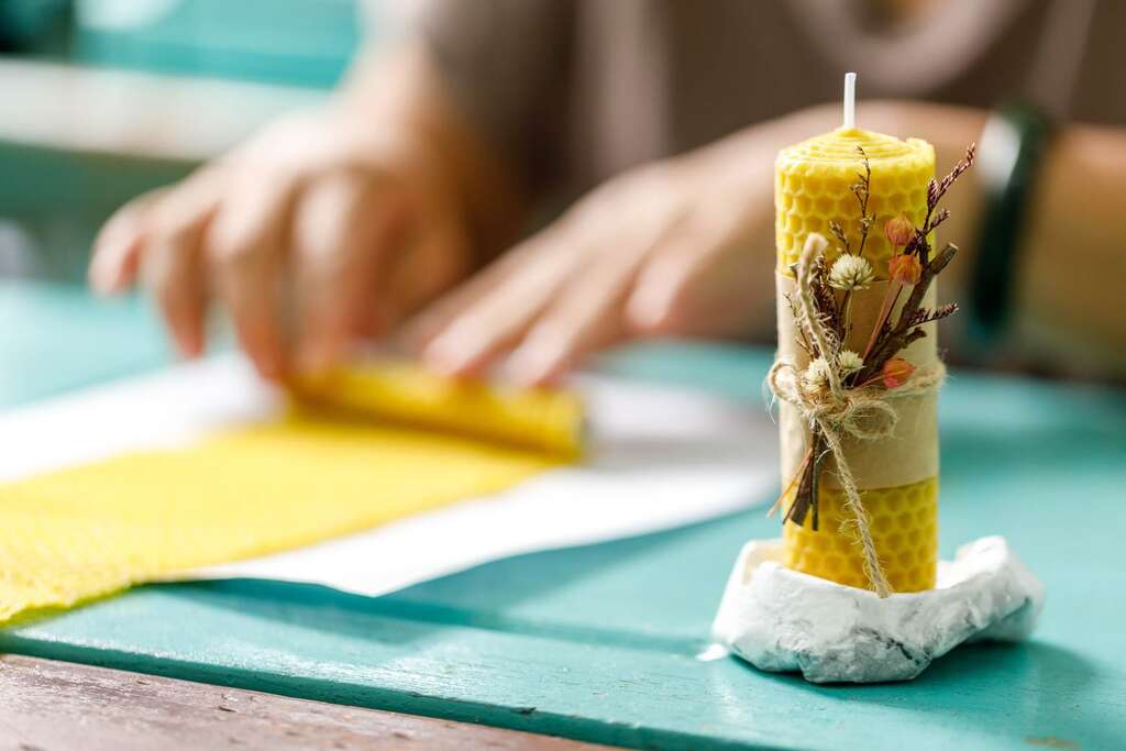 四季蜂收-蜂蠟蠟燭DIY 圖片來源:特色農遊場域認證
