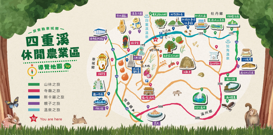 四重溪休閒農業區導覽地圖